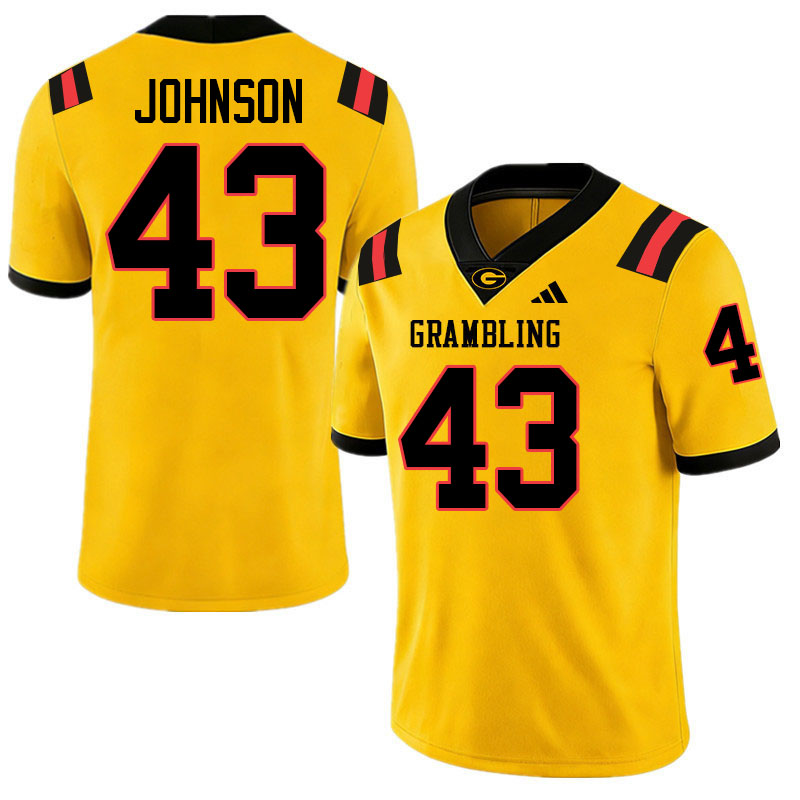 Grambling State Tigers #43 Marcellius Johnson College Football Jerseys,Uniforms-Gold